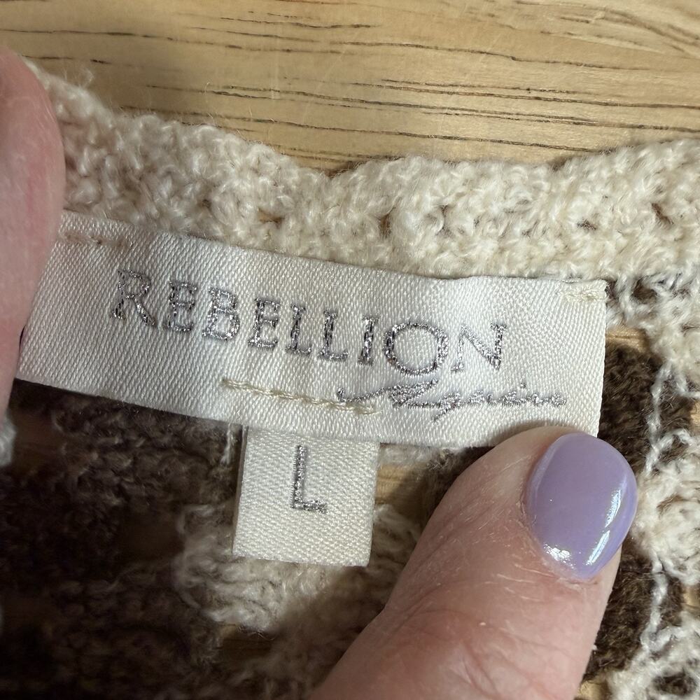 Rebellion Again Crochet Knit Cropped Tank Boho Hippie Size Large Bohemian - Picture 7 of 9